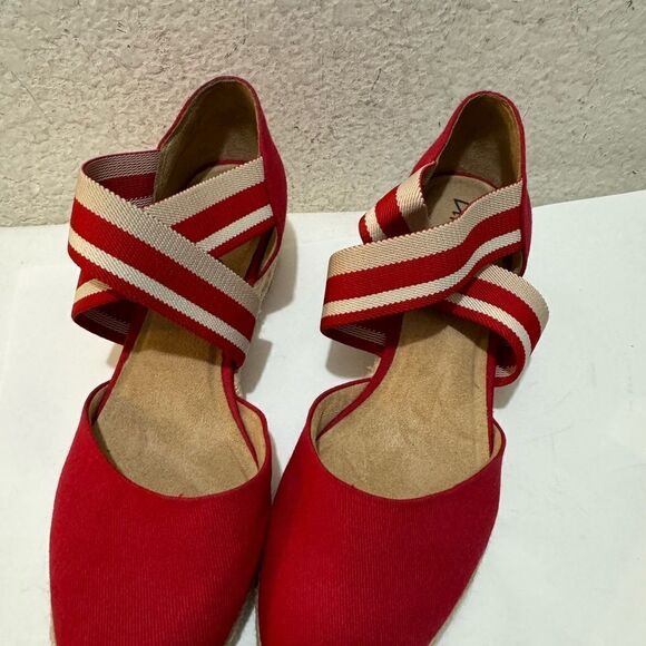 Life Stride Velocity 2.0 Keaton Canvas Espadrille Wedge Sandal Red Size 10M - Picture 6 of 12